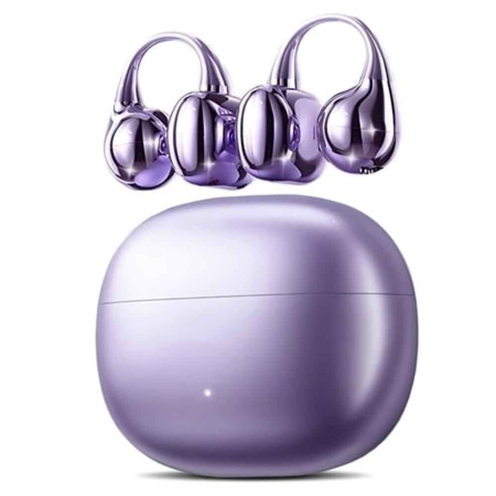 BRAND NEW ~ Purple Open Ear Earbuds Wireless Bluetooth Headphones Mic Clip On